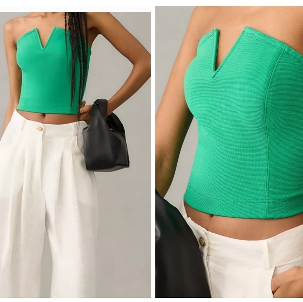 Anthropologie Green Crop Top NWT -Size M